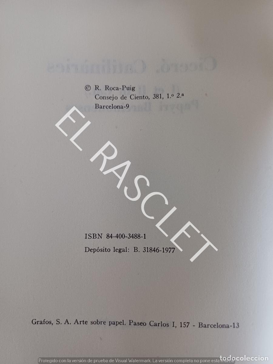 Libros: CICER&Oacute;. CATILIN&Agrave;RIES - R. ROCA-PUIG - EN CATALAN - Foto 4