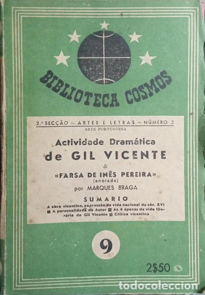 Libros: MARQU&Ecirc;S BRAGA. - ACTICIDADE DRAM&Aacute;TICA DE GIL VICENTE & &laquo;FRASE DE IN&Ecirc;S PEREIRA&raquo;. - Foto 1