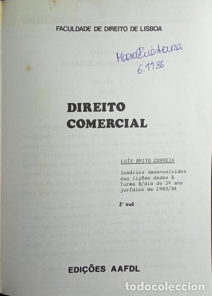 Libros: BRITO CORREIA. (Lu&iacute;s) - DIREITO COMERCIAL. [3 VOLUMES] - Foto 2