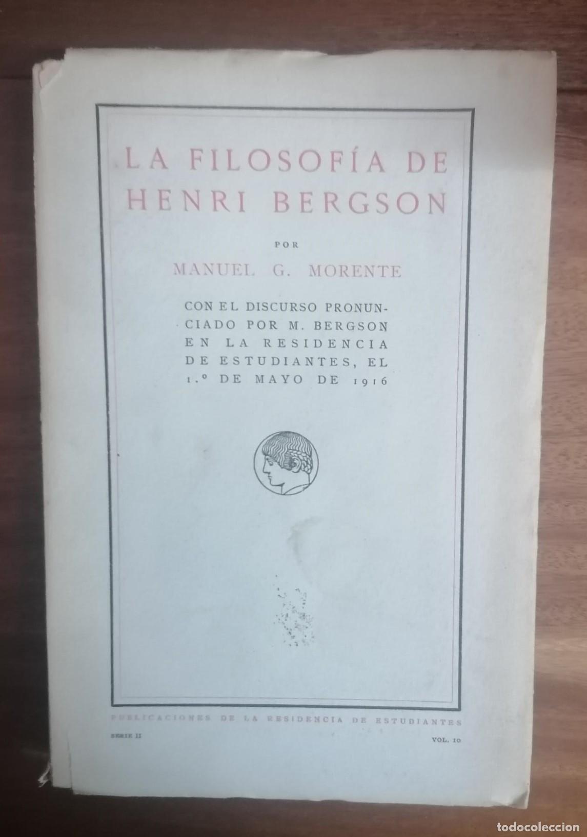 Libros: Manuel G. Morente. - LA FILOSOFIA DE HENRI BERGSON. - Foto 1