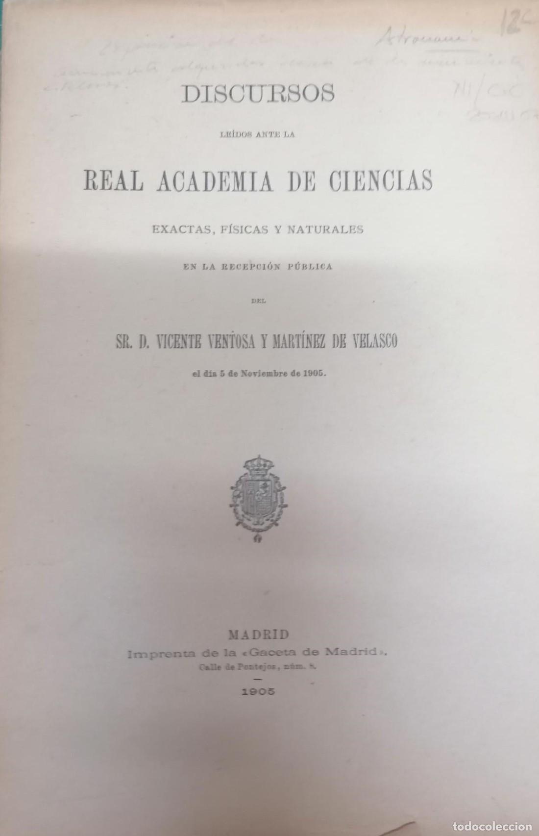 Livres: Ventosa y Mart&iacute;nez de Velasco, Vicente - EXPOSICI&Oacute;N DE LOS CONOCIMIENTOS ADQUIRIDOS ACERCA DE LOS MO