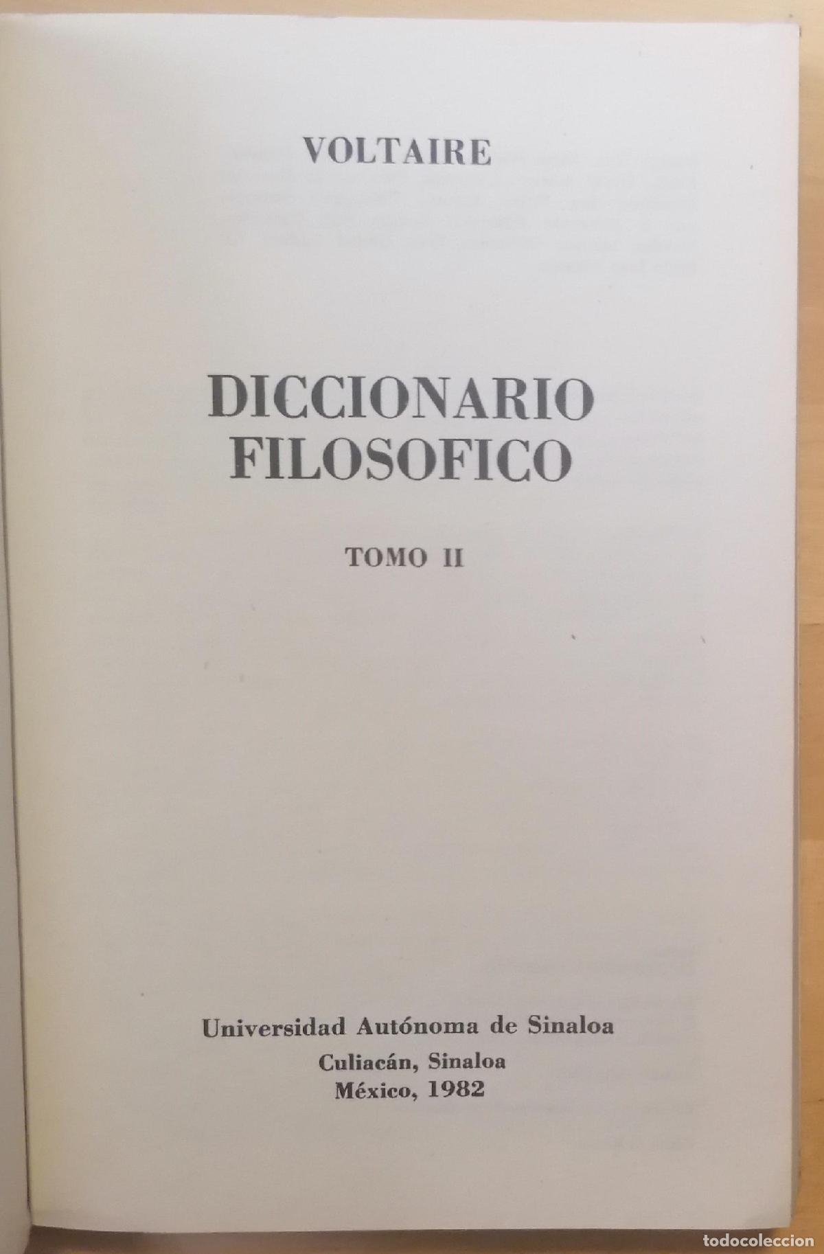 Libros: Voltaire - DICCIONARIO FILOS&Oacute;FICO. 2 Vols. - Foto 3