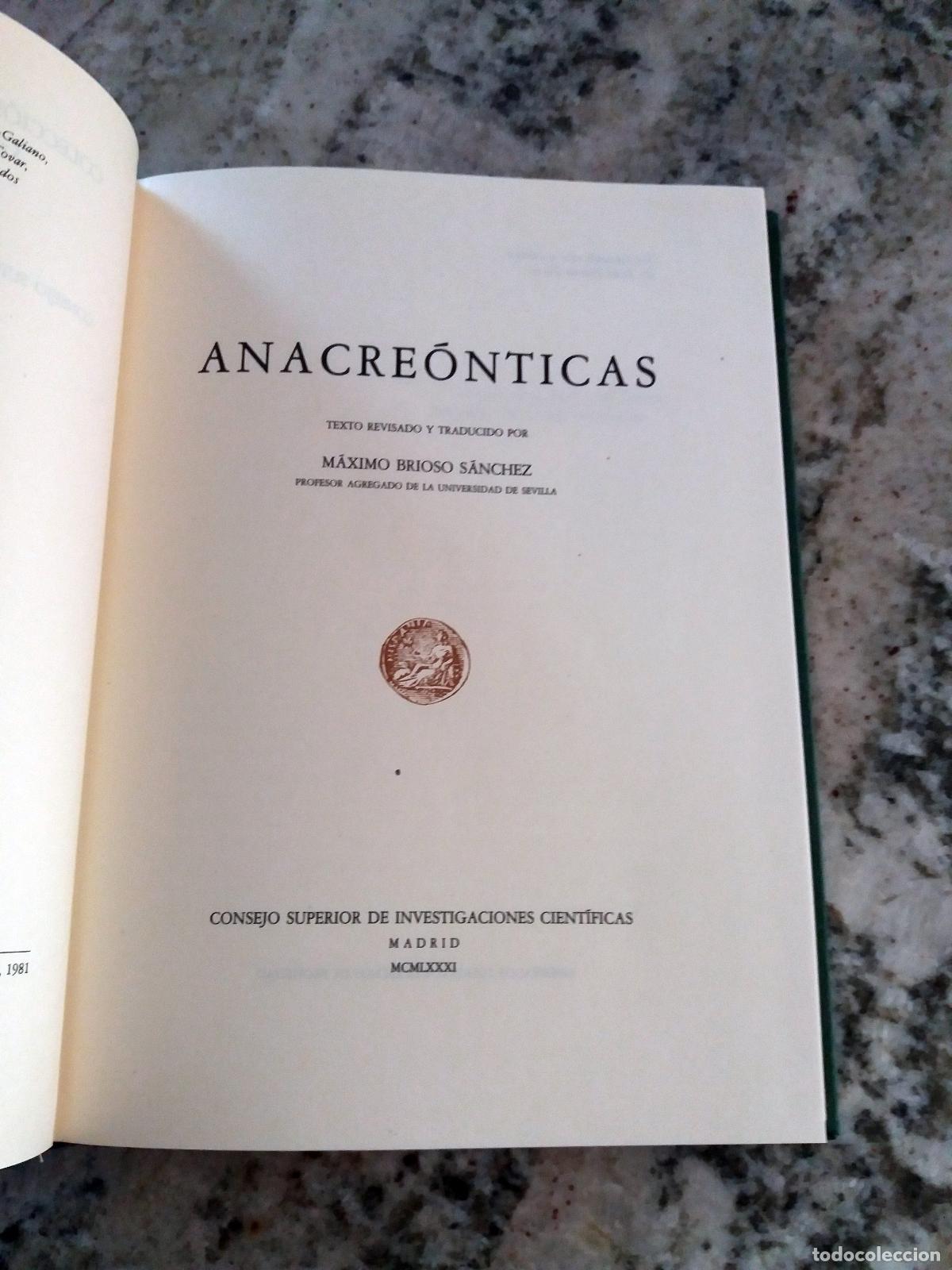 Libros: Anacreonte - ANACREONTICAS - Foto 5