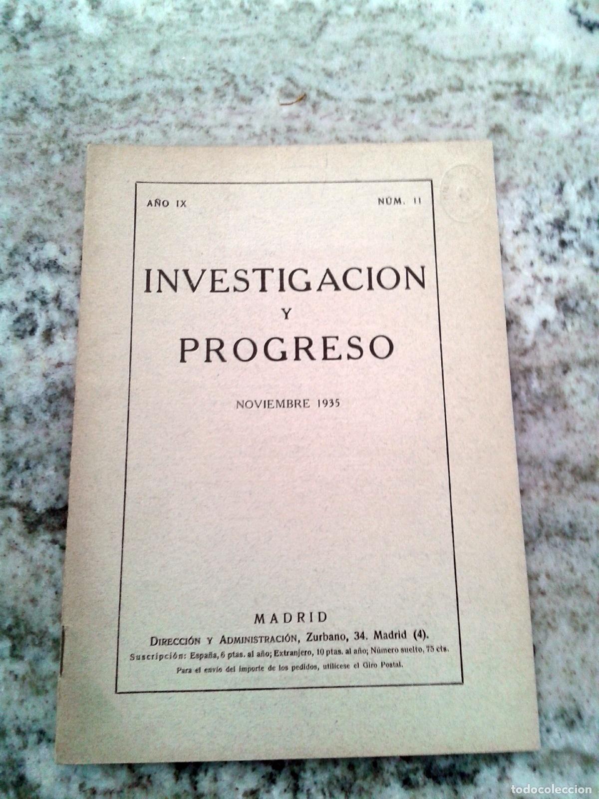 Livros em segunda m&atilde;o: vvaa - INVESTIGACION Y PROGRESO. A&ntilde;o IX. Noviembre 1935. n&ordm; 11.
