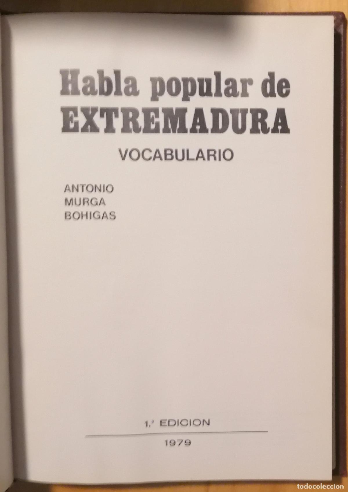 B&uuml;cher: Antonio Murga Bohigas - HABLA POPULAR DE EXTREMADURA. VOCABULARIO