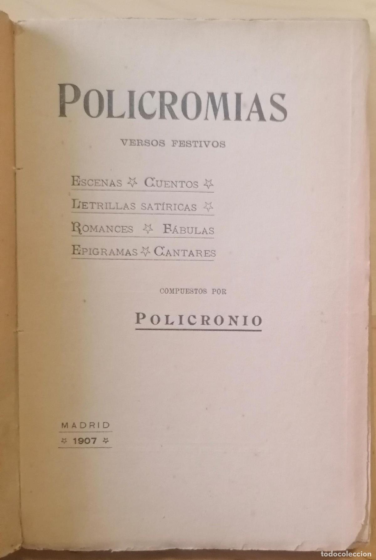 B&uuml;cher: Policronio (Seud&oacute;nimo de Mariano Miguel de Val) - POLICROM&Iacute;AS. VERSOS FESTIVOS. ESCENAS. CUENTOS. LE