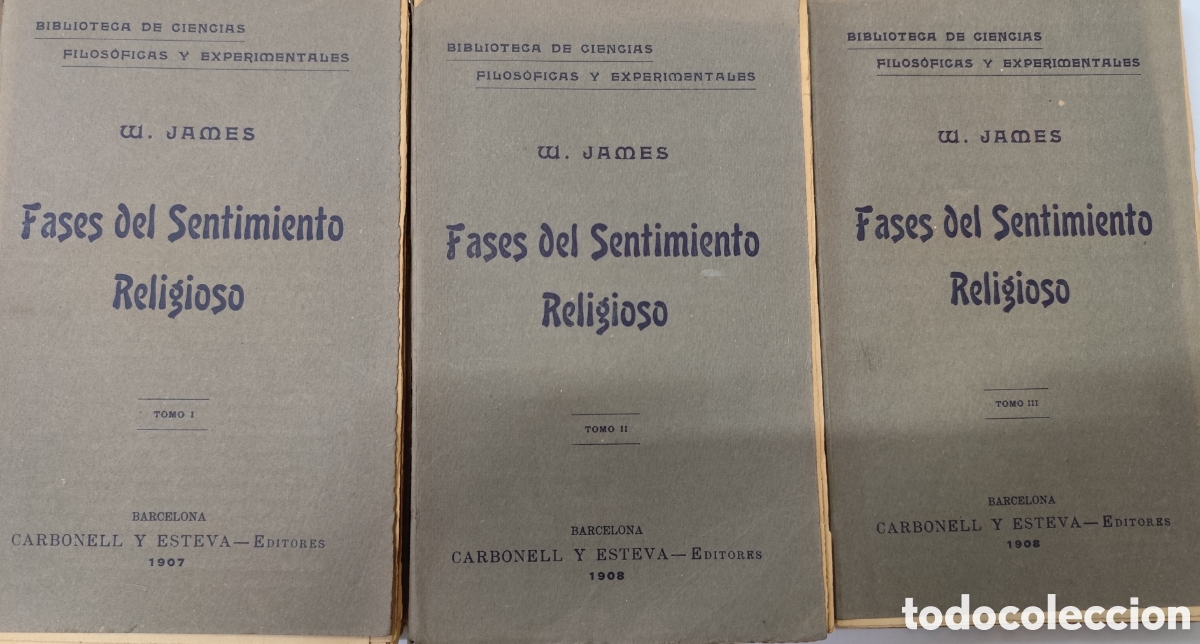 books: FASES DEL SENTIMIENTO RELIGIOSO. Estudio sobre la naturaleza humana. Los 3 tomos. Compelto. 1&ordf; Edici