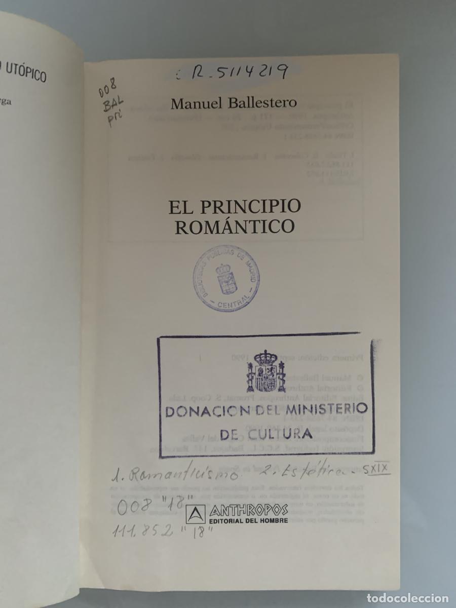 Libros: EL PRINCIPIO ROM&Aacute;NTICO - Manuel Ballestero - Foto 2