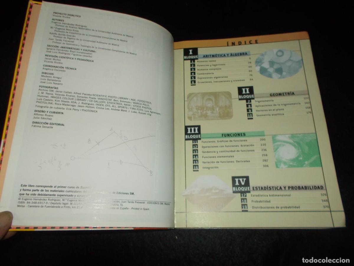 Libros: EULER MATEM&Aacute;TICAS 1 Bachillerato 1&ordm;. SM 2000. Libro de Texto, Escolar - Foto 2