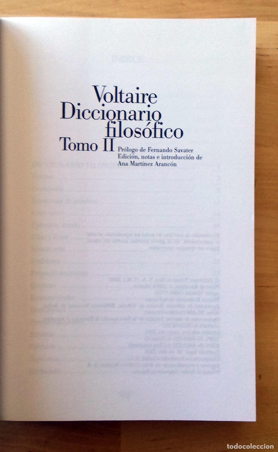 Libros: Voltaire - DICCIONARIO FILOS&Oacute;FICO. 2 VOLS. - Foto 3