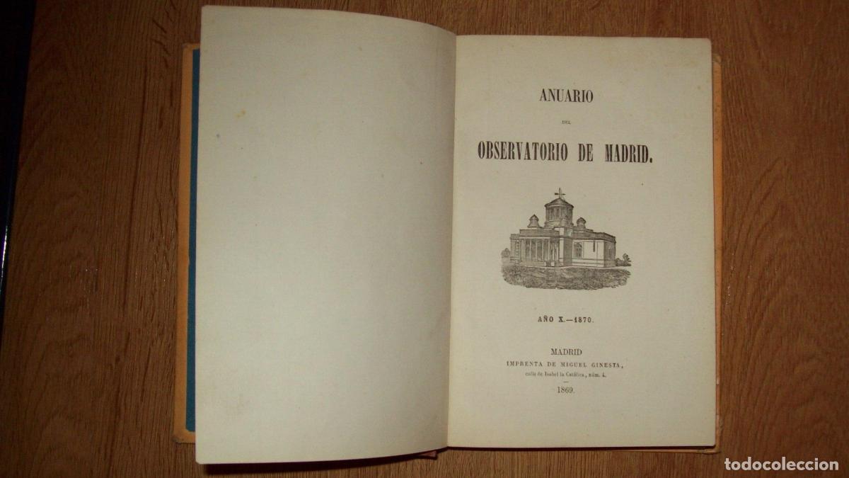 Libros: VV.AA. - ANUARIO DEL OBSERVATORIO DE MADRID. A&Ntilde;O X. 1870 - Foto 2