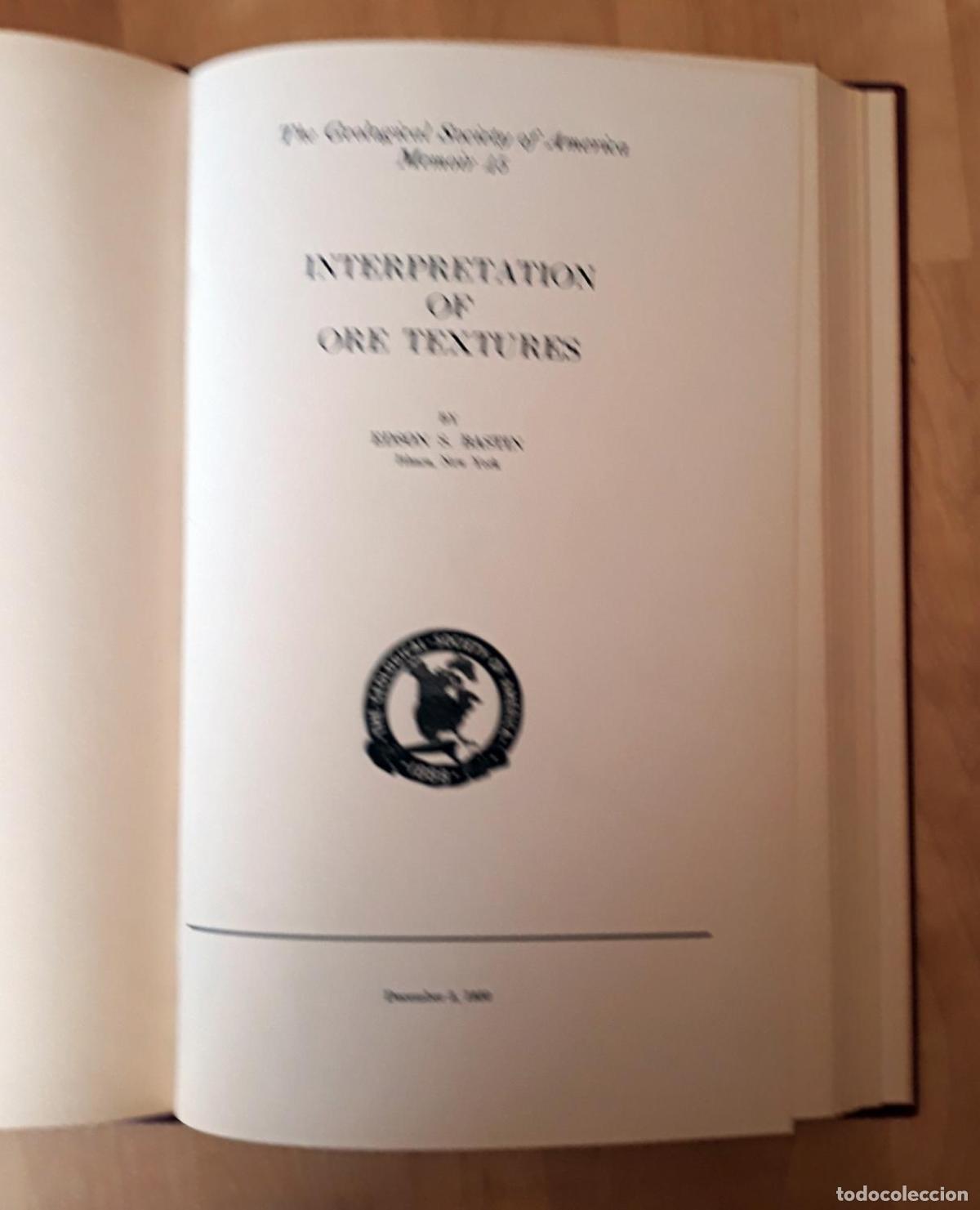 Libros: Edson S. Bastin - INTERPRETATION OF ORE TEXTURES - Foto 2