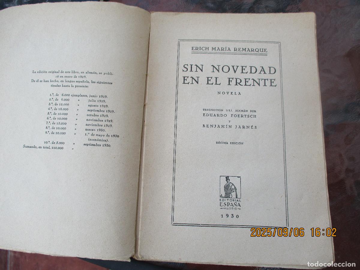 Libros: SIN NOVEDAD EN EL FRENTE - Foto 2