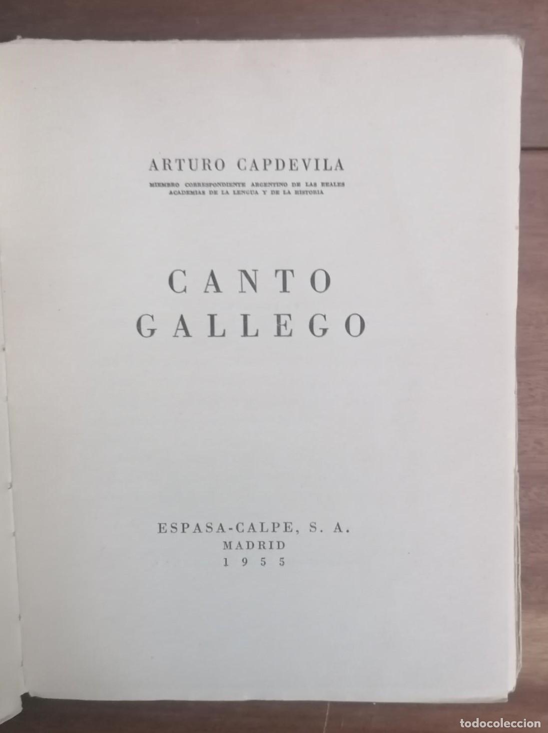 Libros: Arturo Capdevila - CANTO GALLEGO - Foto 2