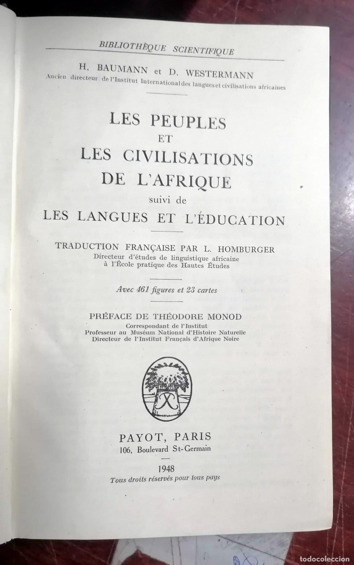 books: H. Baumann et D. Westermann - LES PEUPLES ET LES CIVILISATIONS DE L'AFRIQUE SUIVI DE LES LANGUES ET