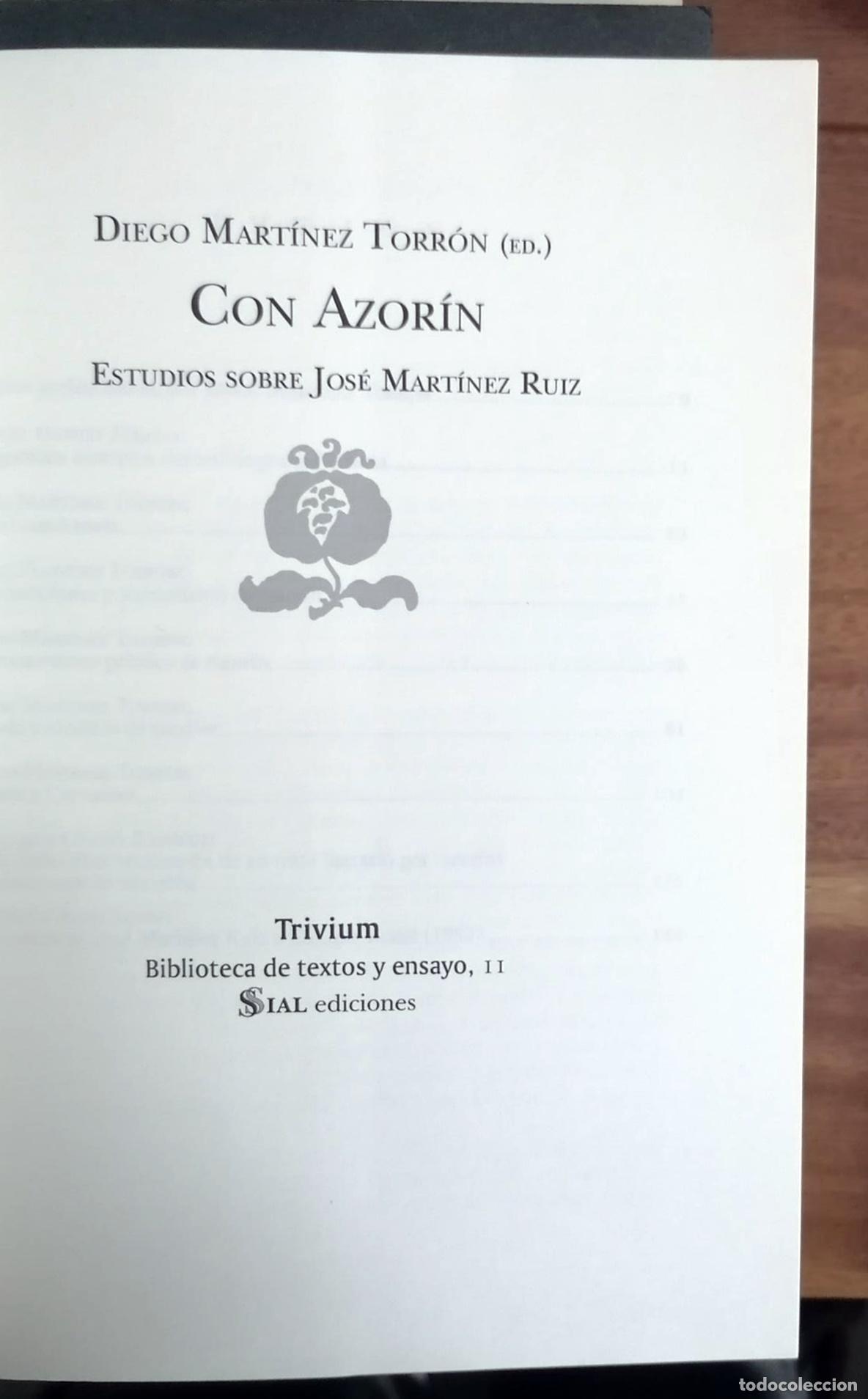 Libros: Diego Mart&iacute;nez Torr&oacute;n - CON AZOR&Iacute;N. ESTUDIOS SOBRE JOS&Eacute; MART&Iacute;NEZ RUIZ - Foto 2
