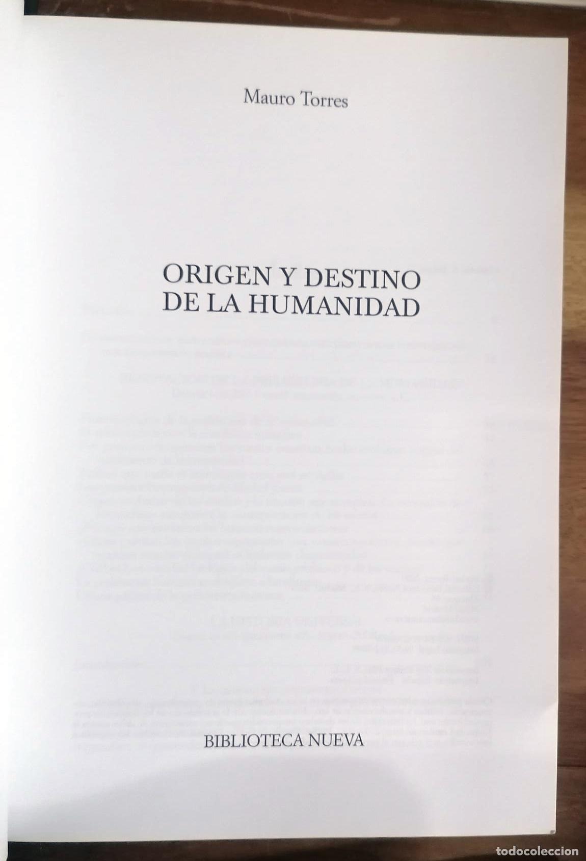 Libros: Mauro Torres - ORIGEN Y DESTINO DE LA HUMANIDAD - Foto 2