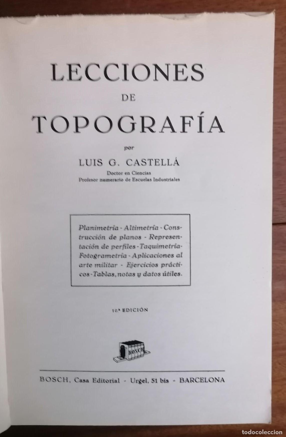 Libros: Luis G. Castella. - LECCIONES DE TOPOGRAF&Iacute;A. - Foto 2