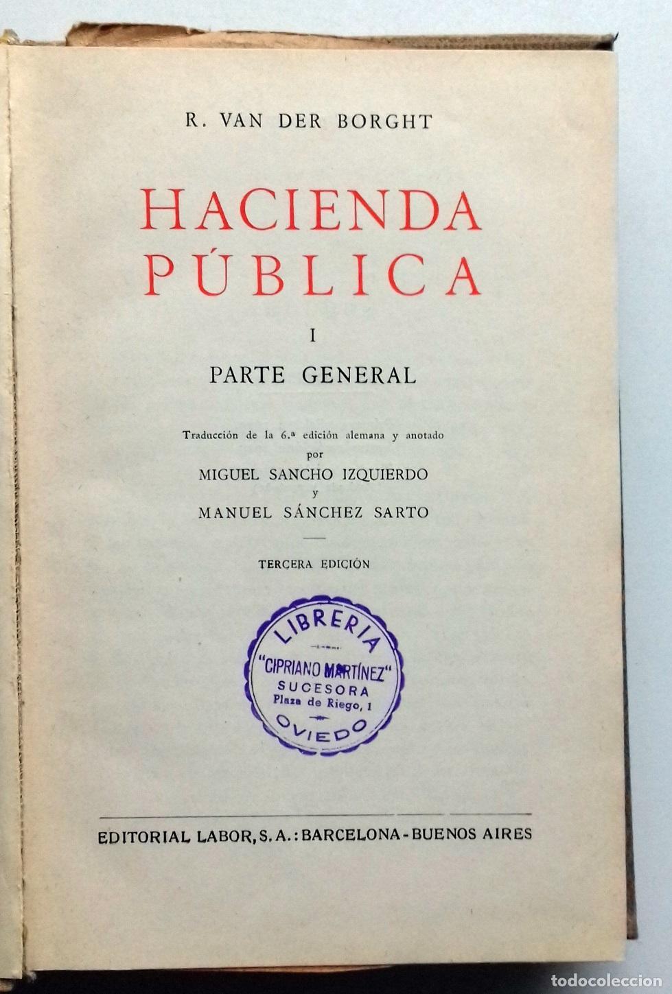 Libros: Van der Borght, R. - HACIENDA P&Uacute;BLICA. 2 Vols. - Foto 3