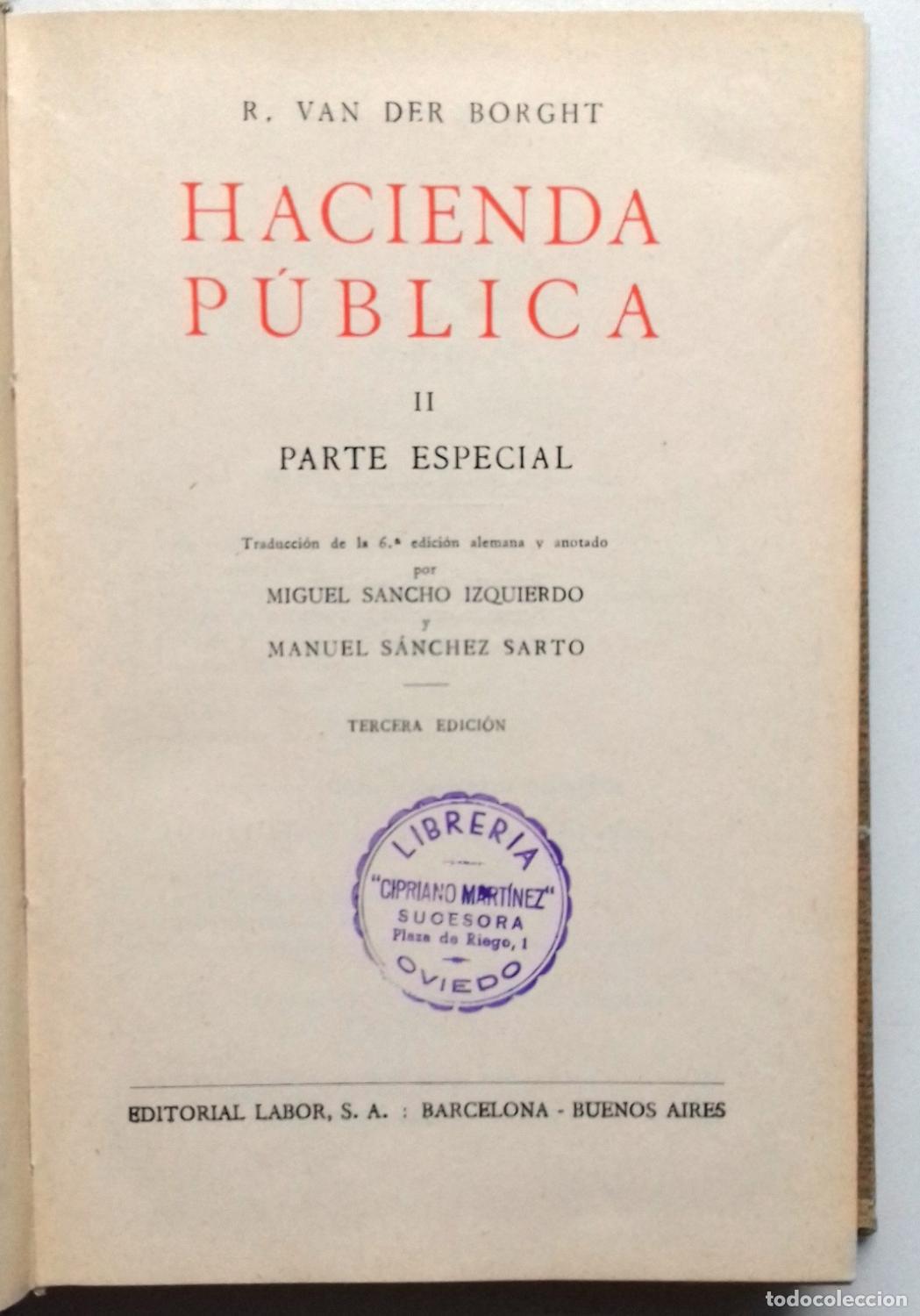 Libros: Van der Borght, R. - HACIENDA P&Uacute;BLICA. 2 Vols. - Foto 4