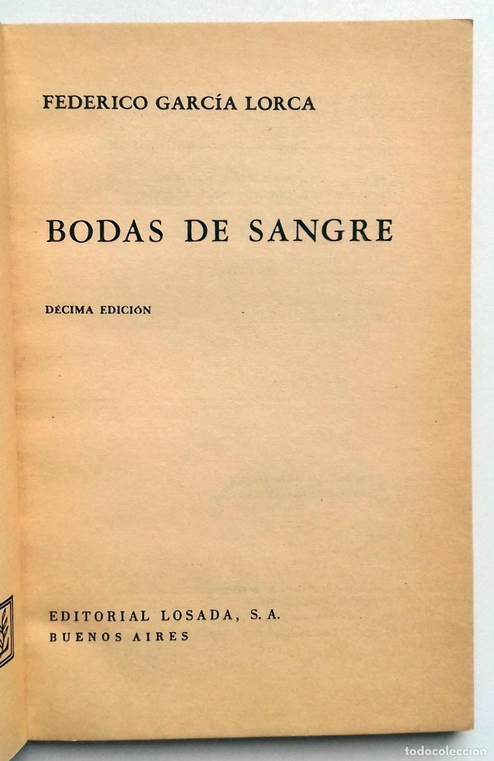 Libros: Garc&iacute;a Lorca, Federico - BODAS DE SANGRE - Foto 3