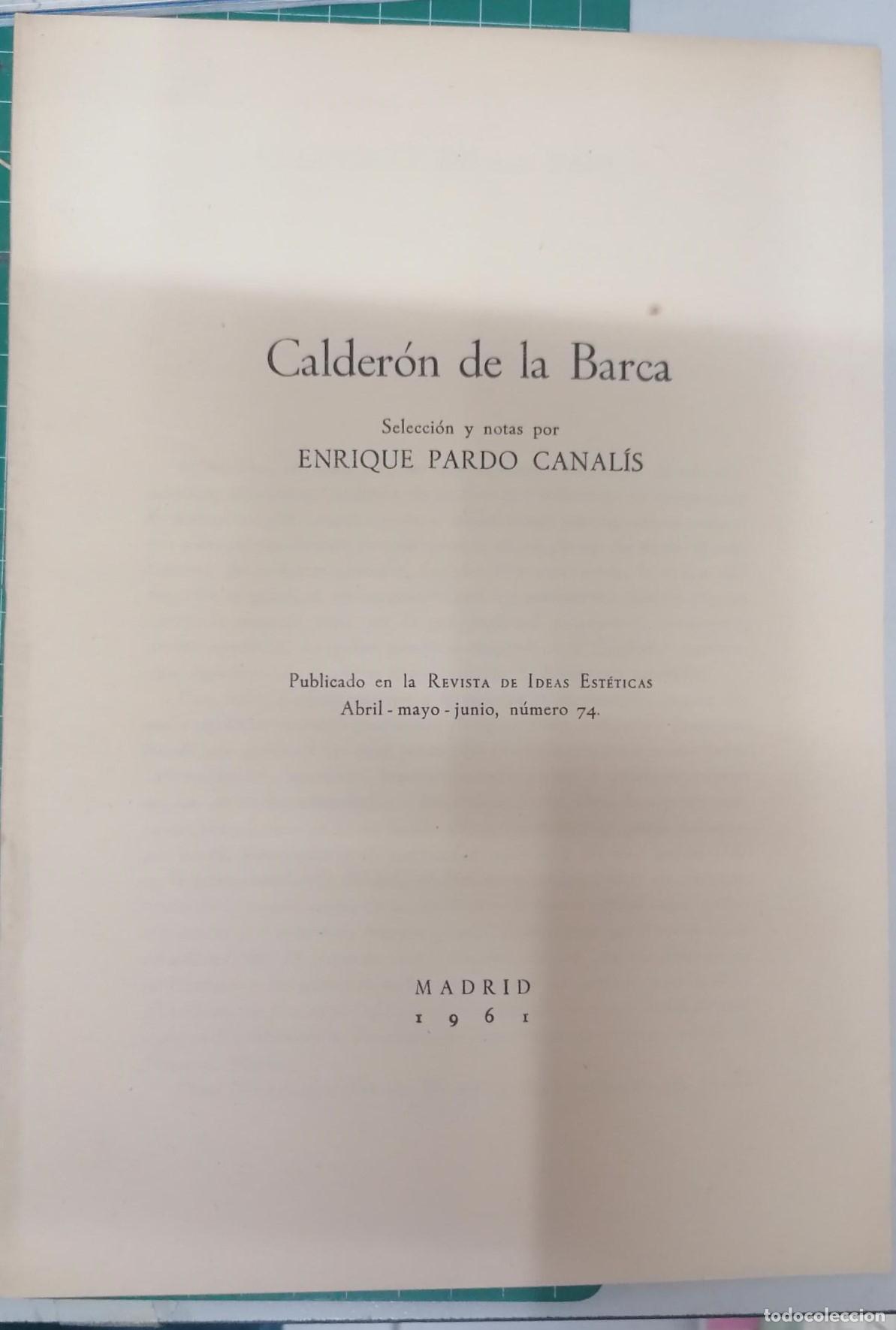 Libros: Pardo Canal&iacute;s, Enrique (Selecci&oacute;n y notas) - CALDER&Oacute;N DE LA BARCA