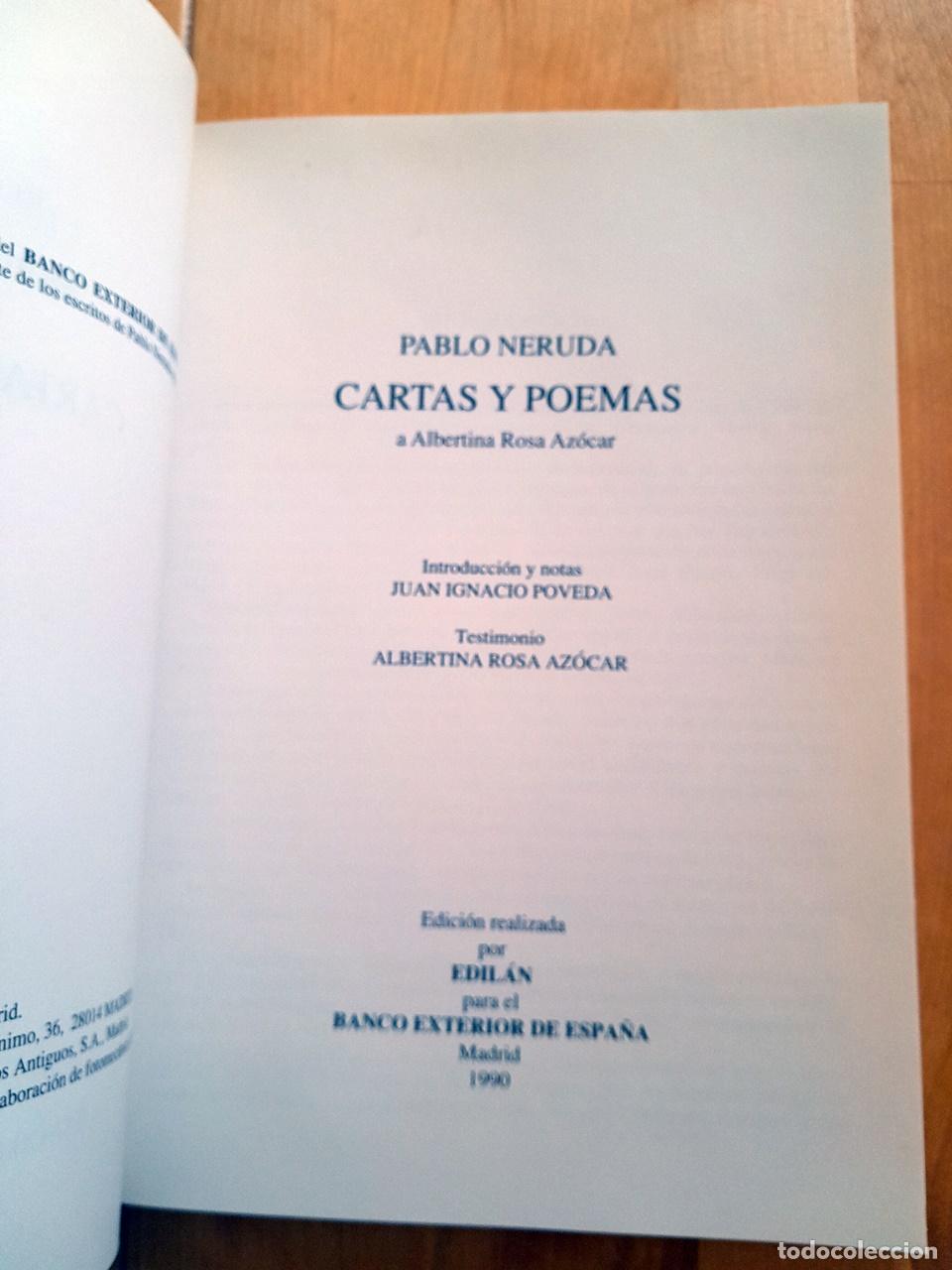 Libros: Neruda, Pablo - CARTAS Y POEMAS A ALBERTINA ROSA AZ&Oacute;CAR - Foto 4