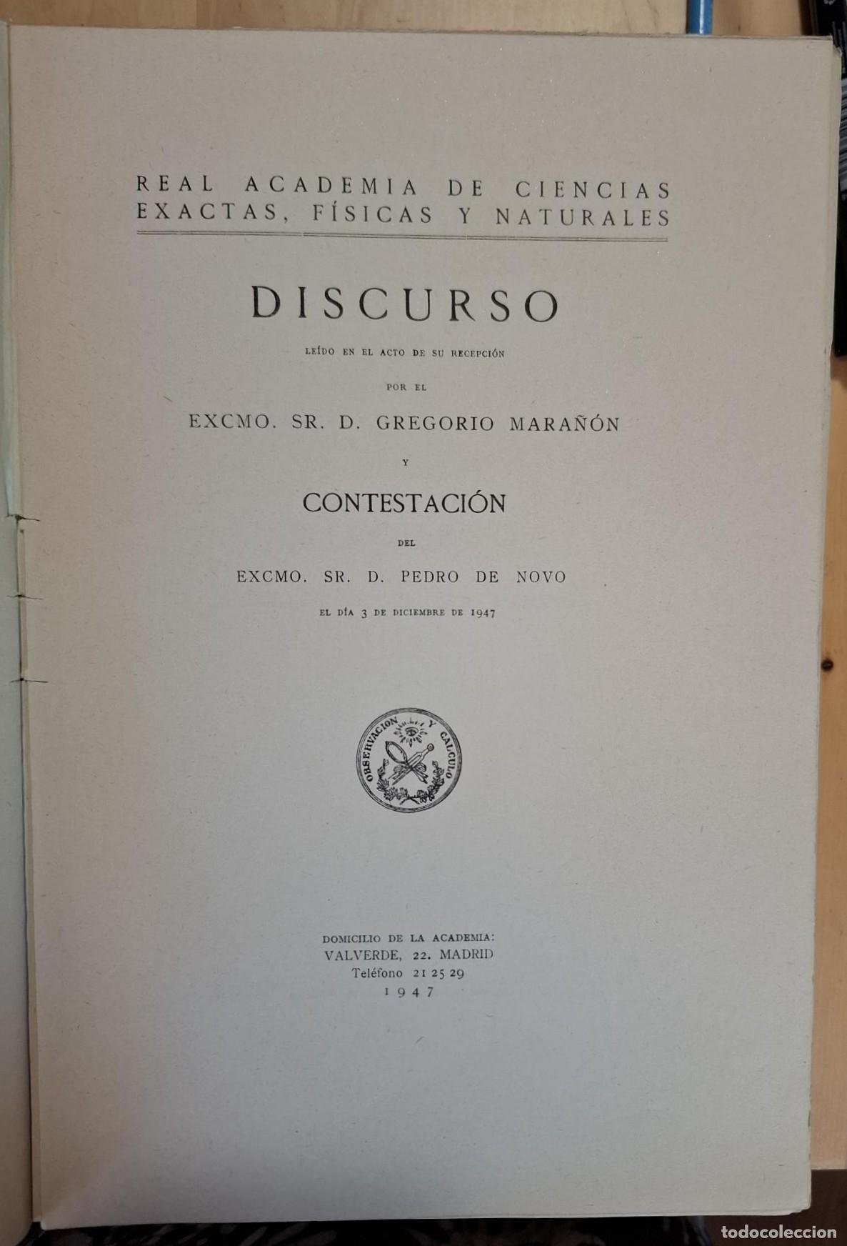 Libros: Mara&ntilde;&oacute;n, Gregorio y Pedro de Novo - DISCURSO - Foto 2