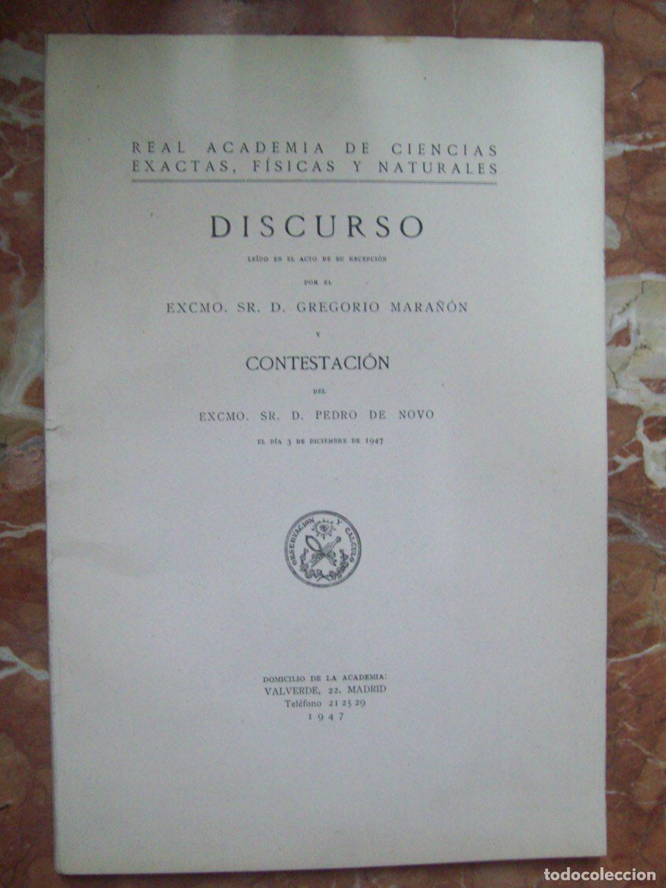 Libros: Mara&ntilde;&oacute;n, Gregorio y Pedro de Novo - DISCURSO - Foto 1