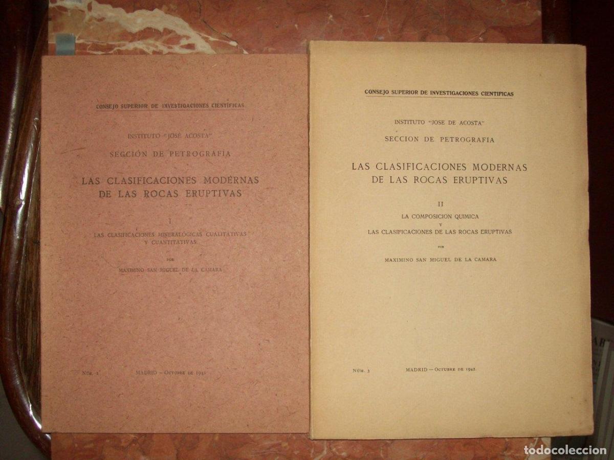 Libros: San Miguel de la C&aacute;mara, Maximino - LAS CLASIFICACIONES MODERNAS DE LAS ROCAS ERUPTIVAS I y II