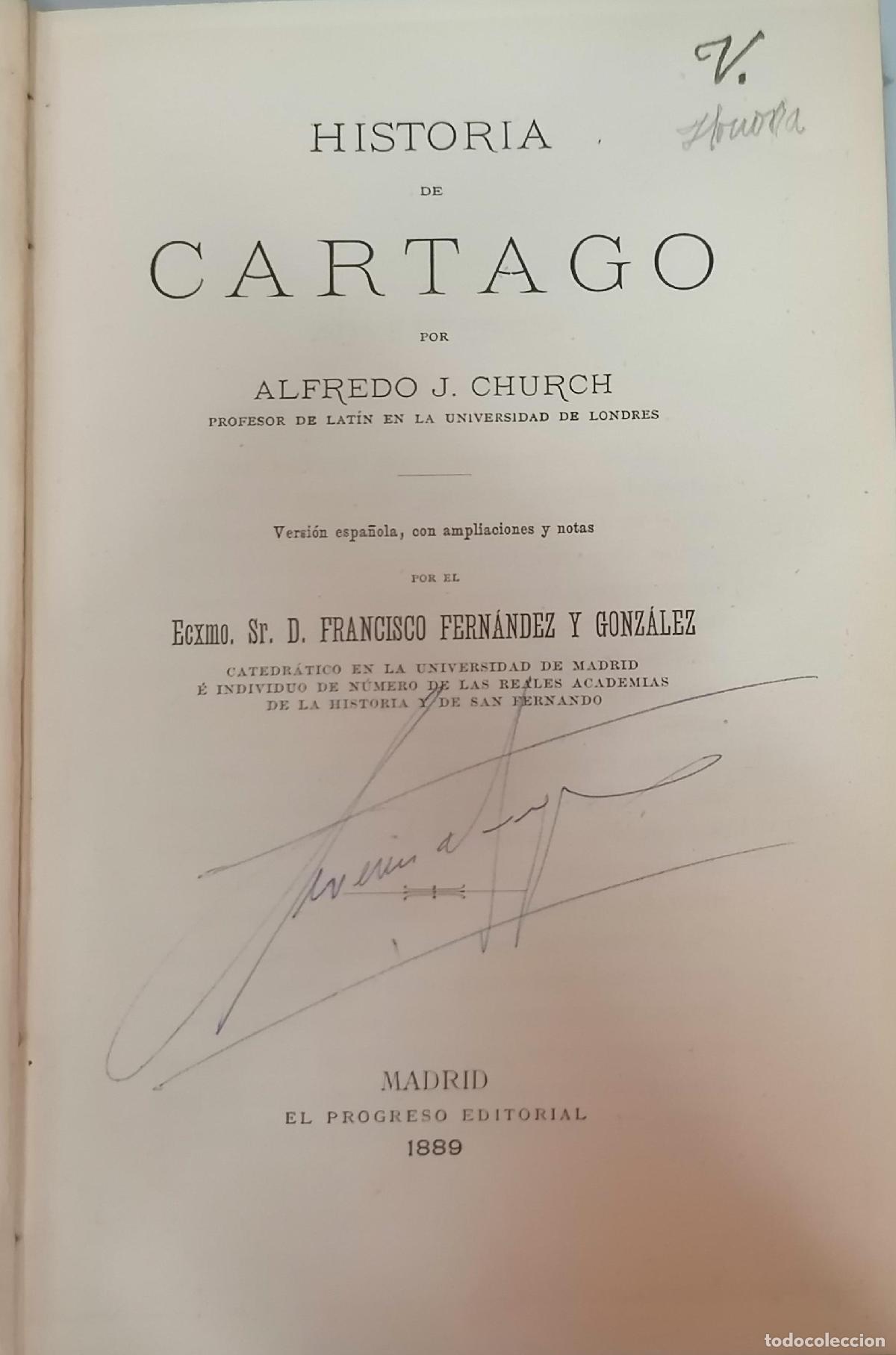 Libri di seconda mano: Church, Alfredo J. - HISTORIA DE CARTAGO