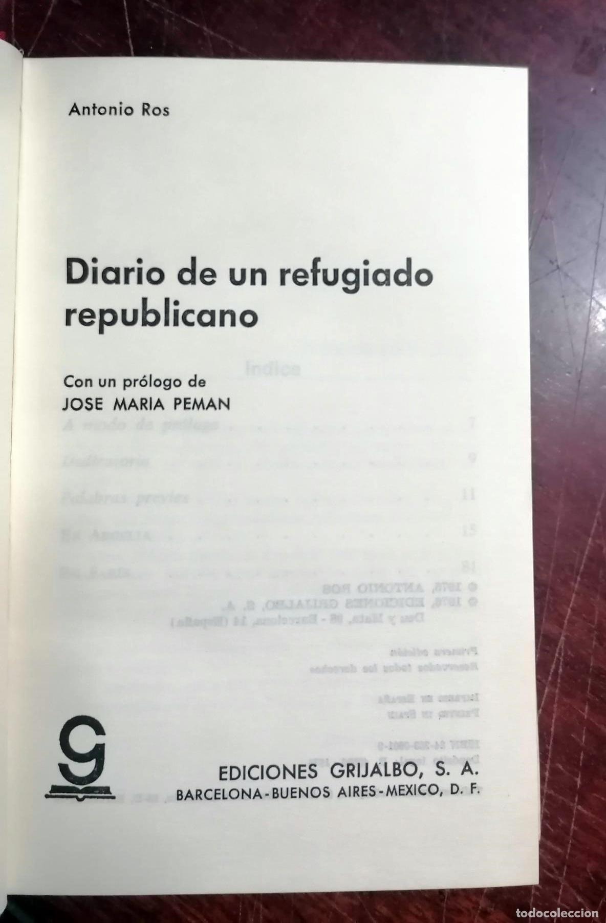 Libros: Ros, Antonio - DIARIO DE UN REFUGIADO REPUBLICANO - Foto 2