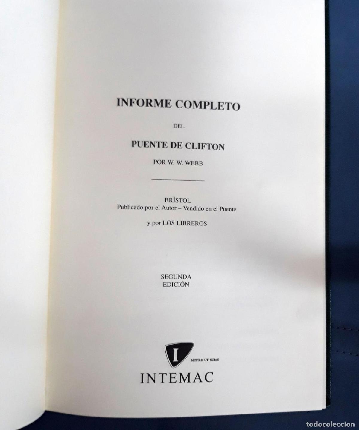 Libri di seconda mano: W.W. Webb - INFORME COMPLETO DEL PUENTE DE CLIFTON