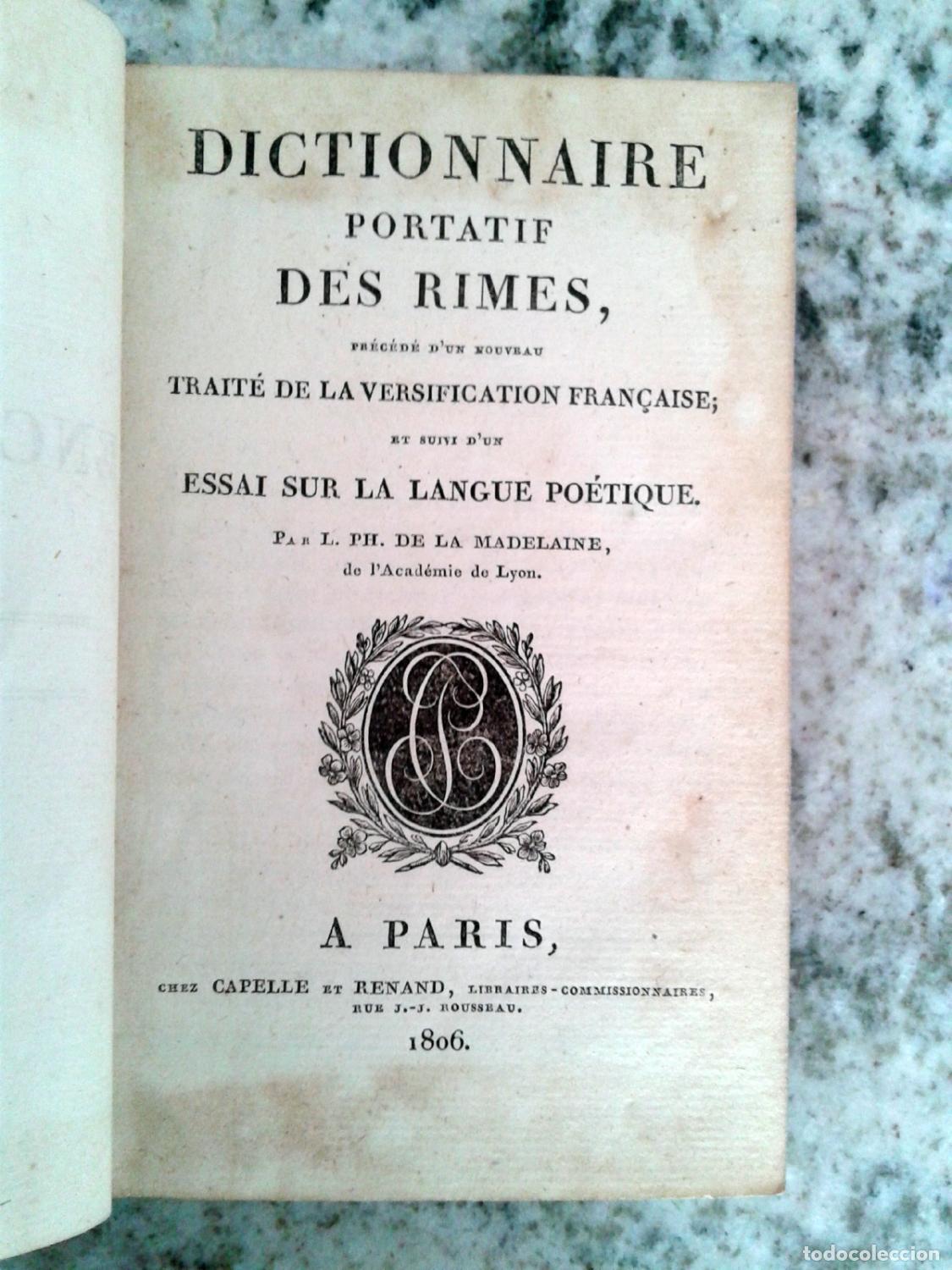Livres: L. Ph. de la Madelaine - PETITE ENCYCLOPEDIE POETIQUE. Dictionnaire portatif des rimes, pr&eacute;c&eacute;d&eacute; d'un