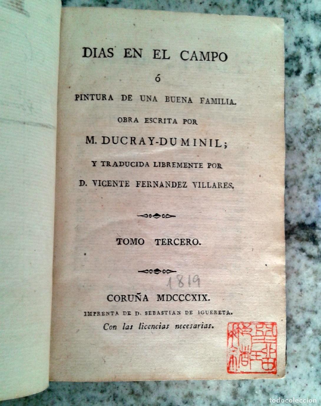 Libros: Fran&ccedil;ois Guillaume Ducray-Duminil - DIAS EN EL CAMPO O PINTURA DE UNA BUENA FAMILIA. Tomo III