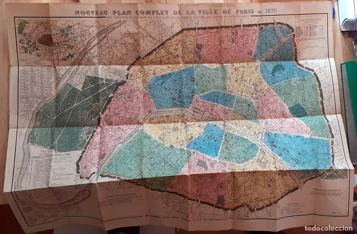 B&uuml;cher: VV.AA. - NOUVEAU PLAN COMPLET DE LA VILLE DE PARIS EN 1876. AVEC L'INDICATION DE L'ITINERAIRE DES LI