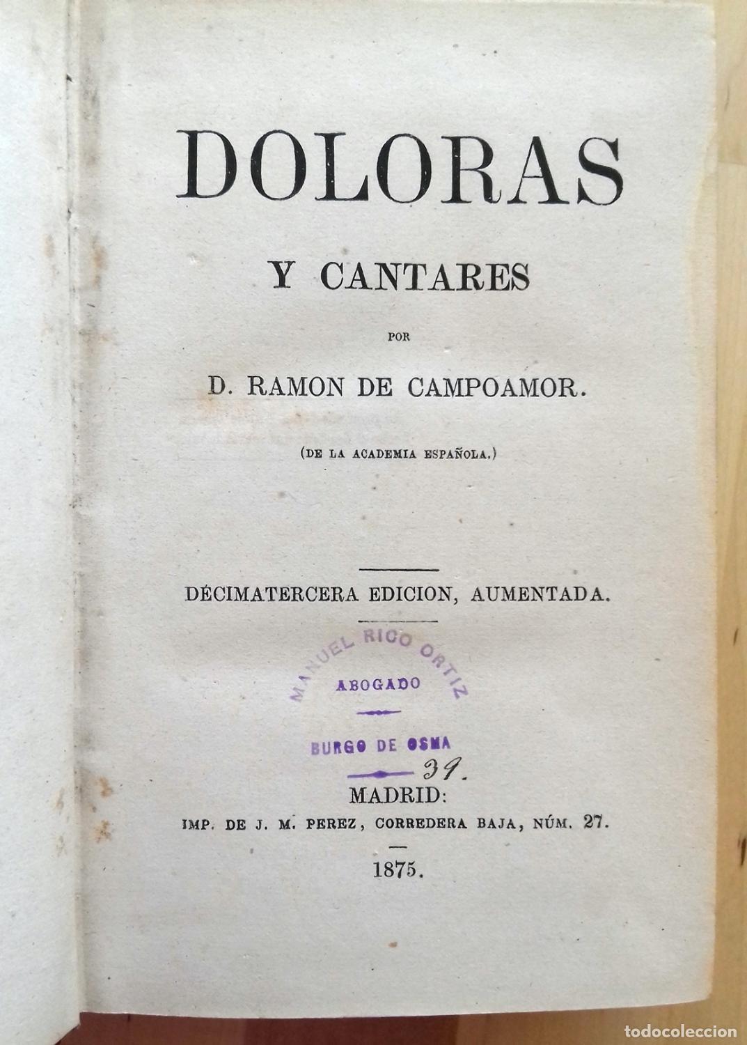 Libros: Ram&oacute;n de Campoamor - DOLORAS Y CANTARES - Foto 2