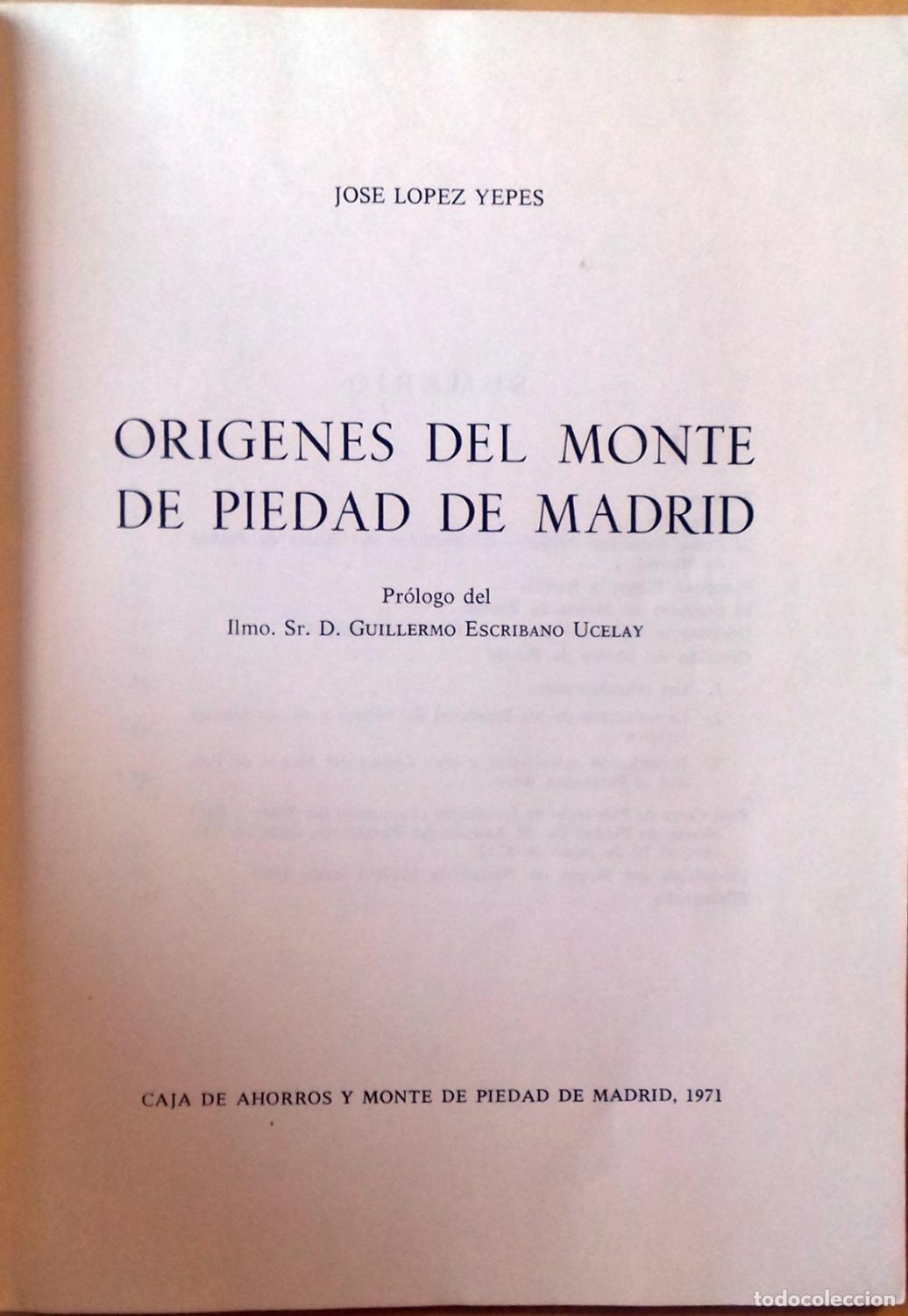 Libros: Jos&eacute; L&oacute;pez Yepes - OR&Iacute;GENES DEL MONTE DE PIEDAD DE MADRID - Foto 2