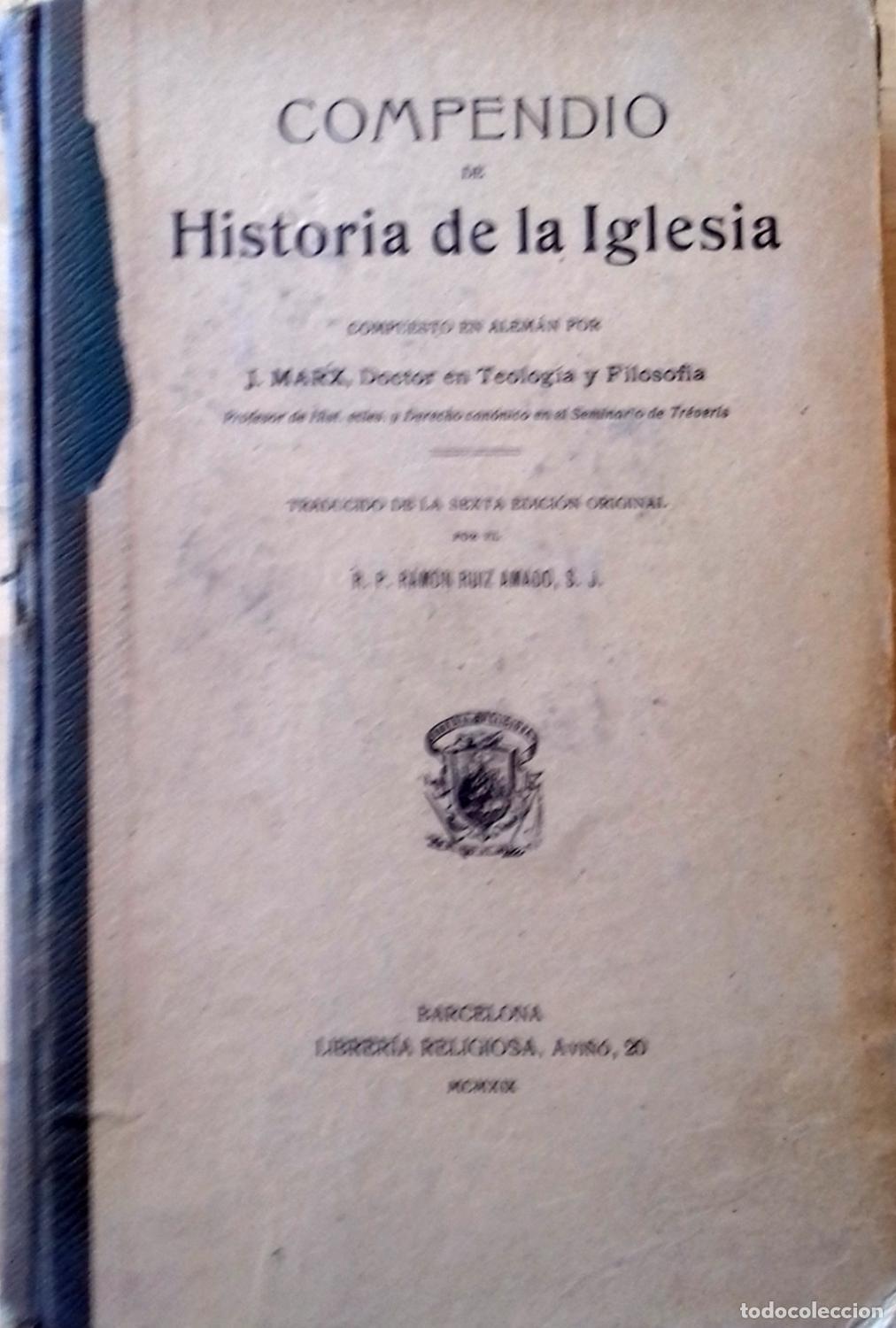 Libros: J. Marx - COMPENDIO DE HISTORIA DE LA IGLESIA - Foto 1
