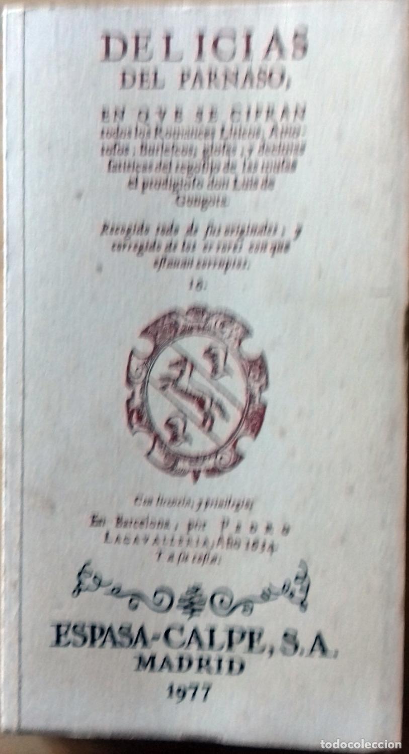 Libros: Luis de G&oacute;ngora - DELICIAS DEL PARNASO - Foto 1
