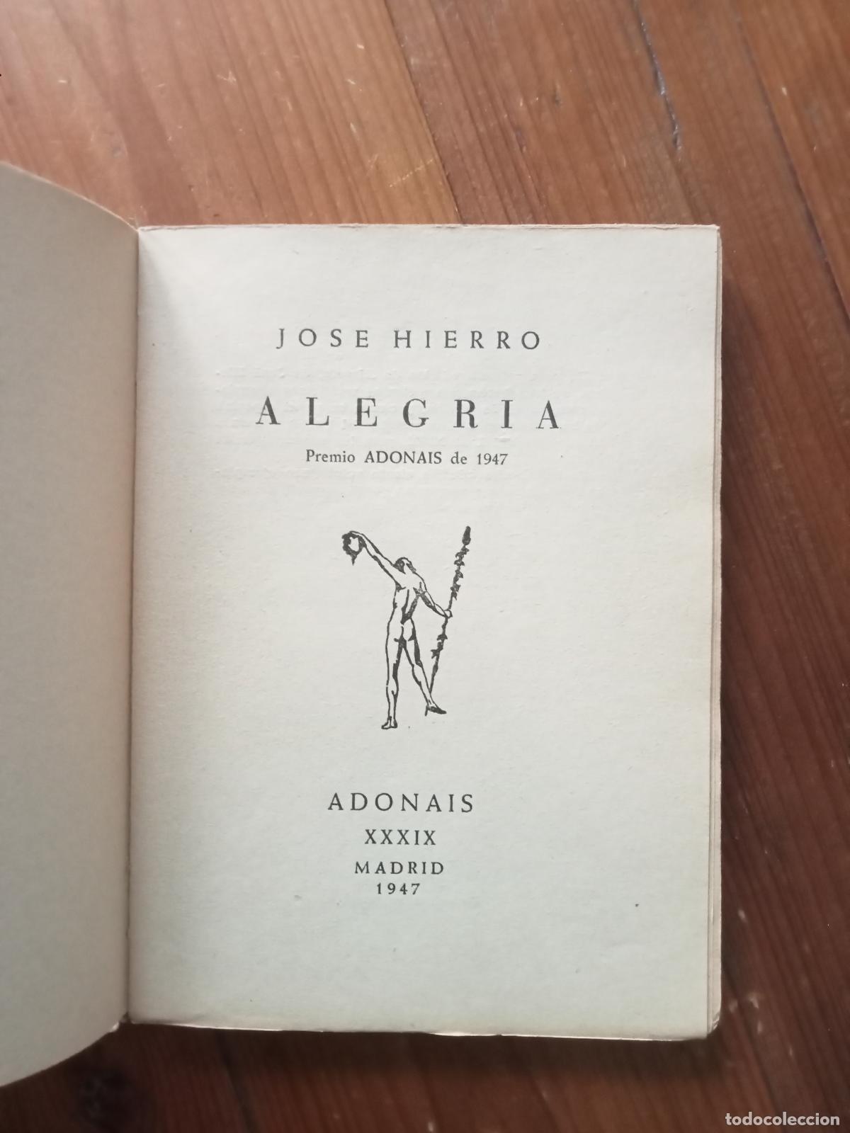 Libros: Jos&eacute; Hierro - ALEGRIA - Foto 2