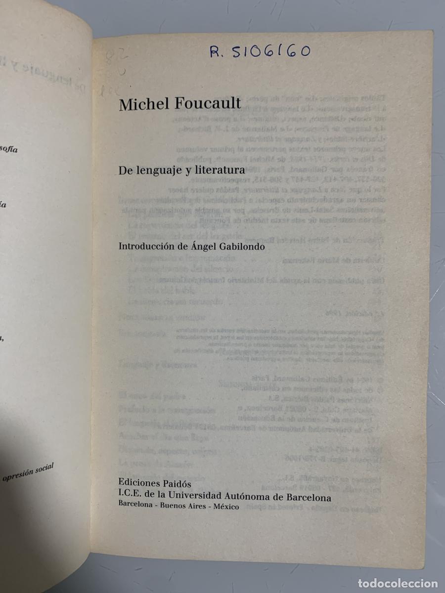 Libros: DE LENGUAJE Y LITERATURA - Michel Foucault - Foto 2