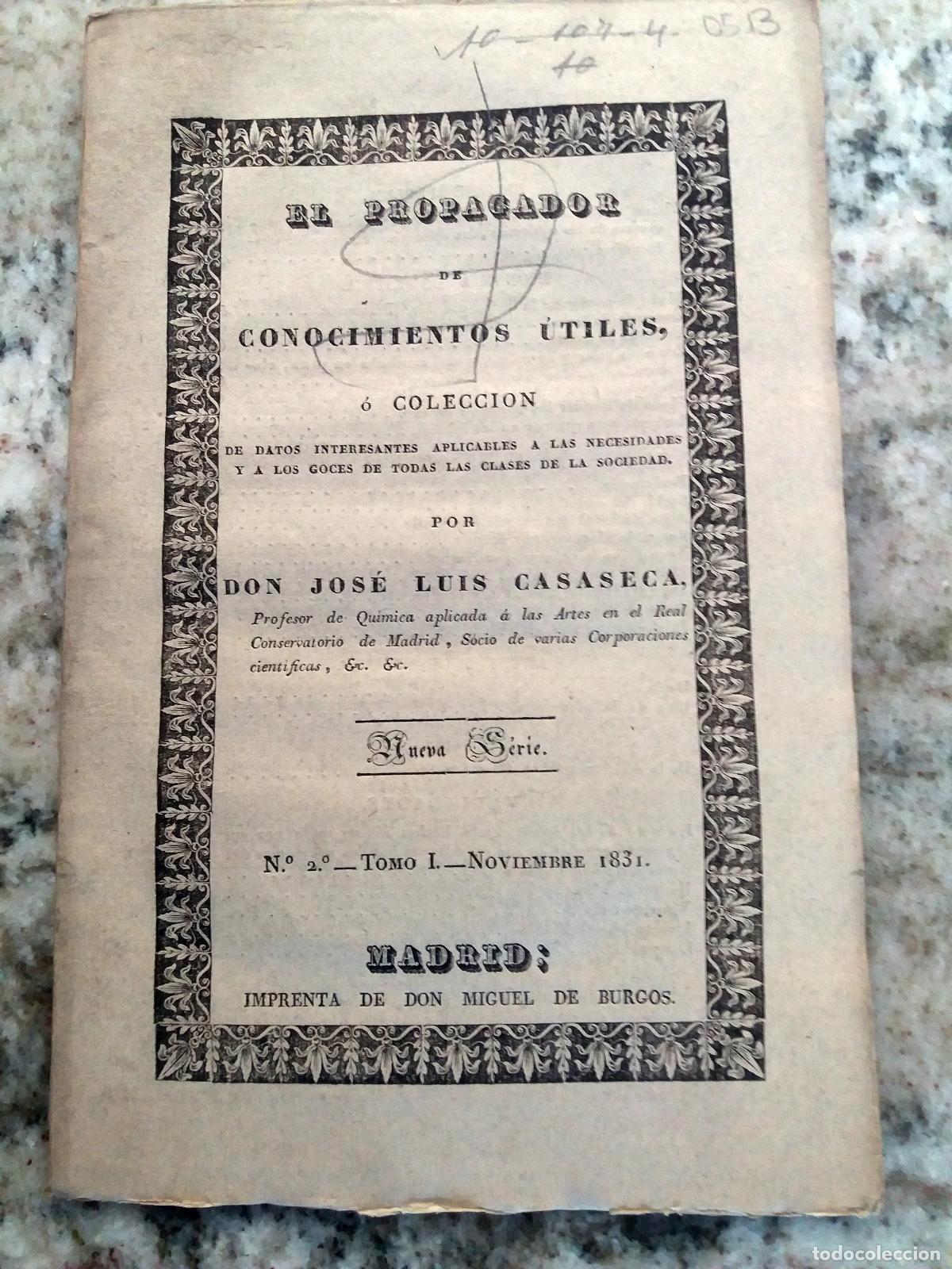 books: Jos&eacute; Luis Casaseca - EL PROPAGADOR DE CONOCIMIENTOS UTILES, o colecci&oacute;n de datos interesantes aplica