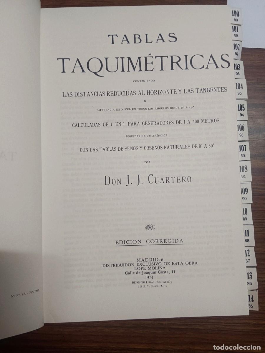 Libros: TABLAS TAQUIMETRICAS - J. J. Cuartero - Foto 1