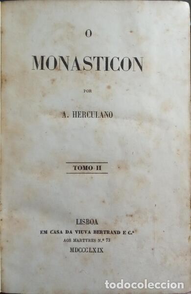 Libros: HERCULANO. (Alexandre) - O MONASTICON. [3 VOLS.] - Foto 2