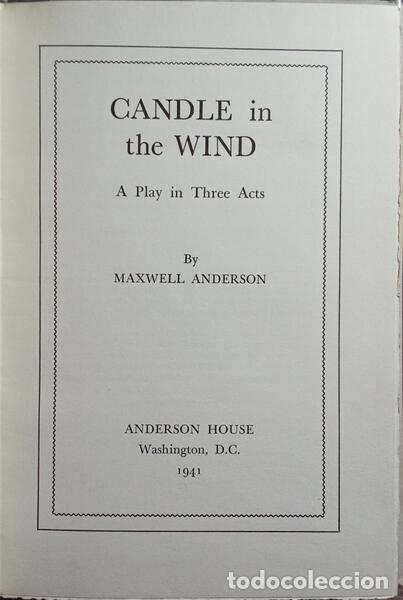 Libros: ANDERSON. (Maxwell) - CANDLE IN THE WIND. - Foto 2