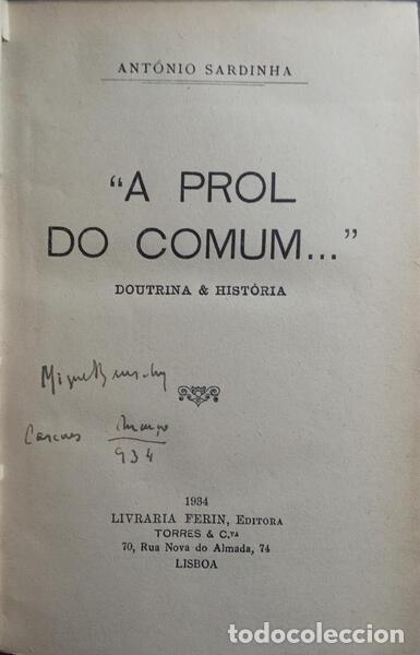 B&uuml;cher: SARDINHA. (Ant&oacute;nio) - &laquo;A PROL DO COMUM...&raquo;