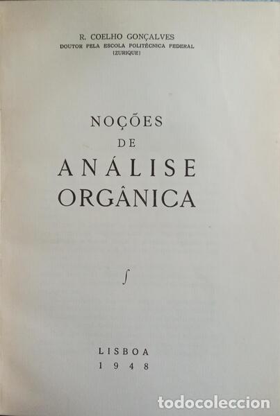 Libri di seconda mano: GON&Ccedil;ALVES. (R. Coelho) - NO&Ccedil;&Otilde;ES DE AN&Aacute;LISE ORG&Acirc;NICA.