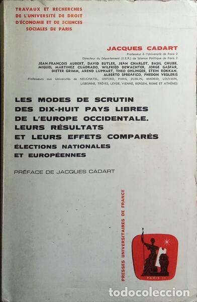 Libros: CADART. (Jacques) - LES MODES DE SCRUTIN DES DIX-HUIT PAYS LIBRES DE L&#39;EUROPE OCCIDENTALE. LEURS