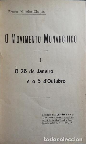 Livres: PINHEIRO CHAGAS. (Alvaro) - O MOVIMENTO MONARCHICO. [VOL. I]